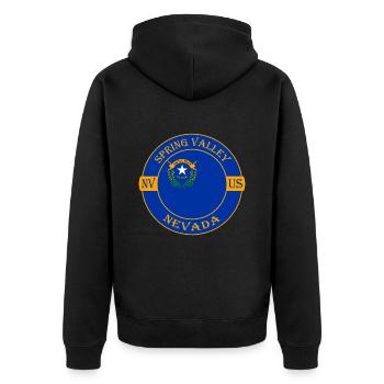Spring Valley Nevada Flagge USA Souvenir Abzeichen - Unisex Premium Bio Zip Hoodie - Schwarz - Hinten - Nico (187cm)