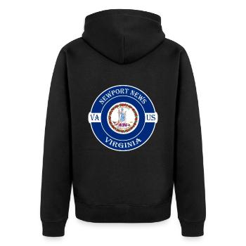Newport Nachrichten Virginia Flagge USA Souvenir Abzeichen - Unisex Premium Bio Zip Hoodie - Schwarz - Hinten - Nico (187cm)