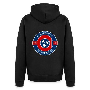 Clarksville Tennessee Flag USA Souvenir Badge - Veste à capuche bio Premium Unisexe - noir - Dos - Nico (187cm)
