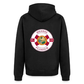 Miramar Florida Flag USA Travel Souvenir Badge - Unisex Premium Organic Zip Hoodie - black - Back - Nico (187cm)
