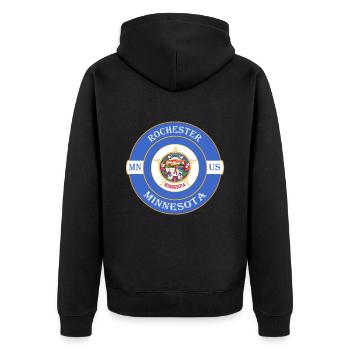Rochester Minnesota Flag USA Travel Souvenir Badge - Veste à capuche bio Premium Unisexe - noir - Dos - Nico (187cm)