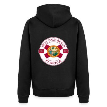 West Palm Beach Florida Flagge USA Souvenir Abzeichen - Unisex Premium Bio Zip Hoodie - Schwarz - Hinten - Nico (187cm)