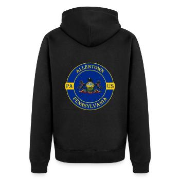 Allentown Pennsylvania Flag USA Souvenir Badge - Unisex Premium Organic Zip Hoodie - black - Back - Nico (187cm)