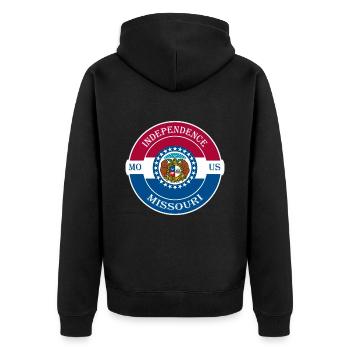 Independence Missouri Flag USA Souvenir Badge - Veste à capuche bio Premium Unisexe - noir - Dos - Nico (187cm)