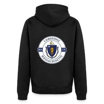 Cambridge Massachusetts Flagge USA Souvenir Abzeichen - Unisex Premium Bio Zip Hoodie - Schwarz - Hinten - Nico (187cm)