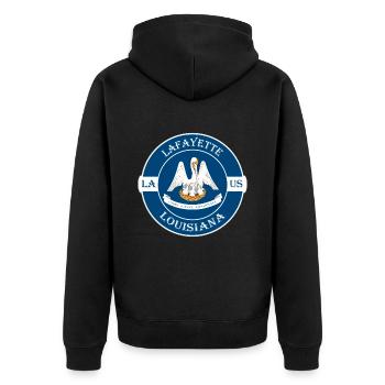 Lafayette Louisiana Flag USA Travel Souvenir Badge - Veste à capuche bio Premium Unisexe - noir - Dos - Nico (187cm)