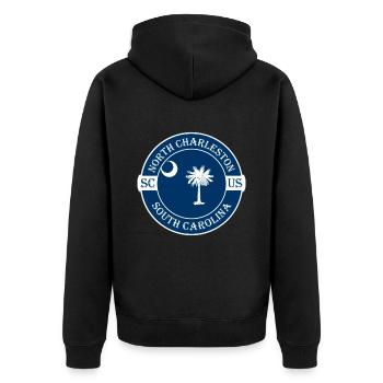 North Charleston South Carolina Flag USA Badge - Unisex Premium Organic Zip Hoodie - black - Back - Nico (187cm)