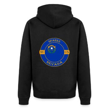 Sparks Nevada Flagge USA Reise Souvenir Abzeichen - Unisex Premium Bio Zip Hoodie - Schwarz - Hinten - Nico (187cm)