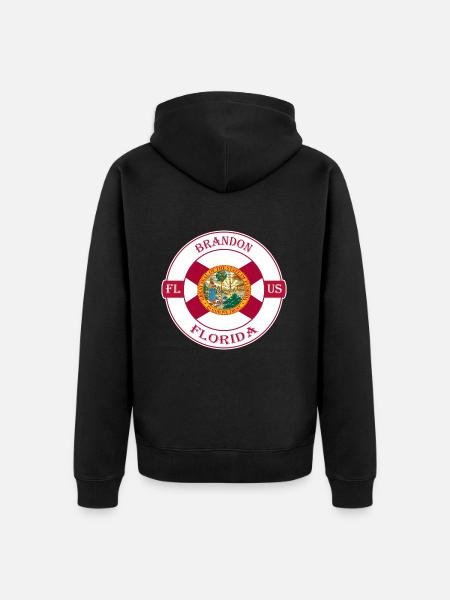 Brandon Florida Flag USA Travel Souvenir Badge - Unisex Premium Organic Zip Hoodie - black