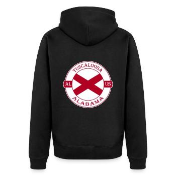 Tuscaloosa Alabama Flagge USA Reise Souvenir Abzeichen - Unisex Premium Bio Zip Hoodie - Schwarz - Hinten - Nico (187cm)