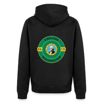 Kirkland Washington Flagge USA Reise Souvenir Abzeichen - Unisex Premium Bio Zip Hoodie - Schwarz - Hinten - Nico (187cm)