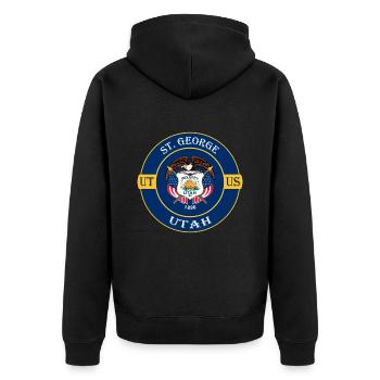 St. George Utah Flag USA Travel Souvenir Badge - Veste à capuche bio Premium Unisexe - noir - Dos - Nico (187cm)