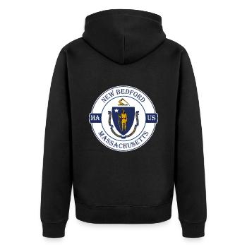 Nouveau Bedford Massachusetts Flag USA Souvenir de voyage - Veste à capuche bio Premium Unisexe - noir - Dos - Nico (187cm)