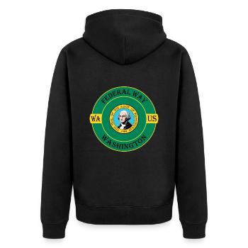 Federal Way Washington Flag USA Souvenir Badge - Veste à capuche bio Premium Unisexe - noir - Dos - Nico (187cm)