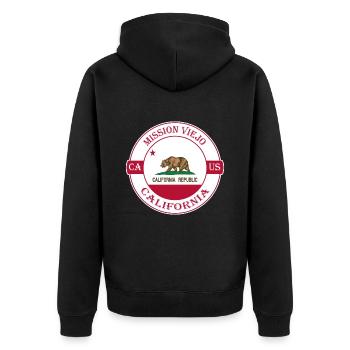 Mission Viejo California Flag USA Souvenir Logo - Unisex Premium Organic Zip Hoodie - black - Back - Nico (187cm)