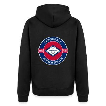 Springdale Arkansas Flag USA Travel Souvenir Badge - Unisex Premium Organic Zip Hoodie - black - Back - Nico (187cm)