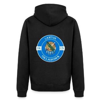 Lawton Oklahoma Flag USA Travel Souvenir Badge - Unisex Premium Organic Zip Hoodie - black - Back - Nico (187cm)