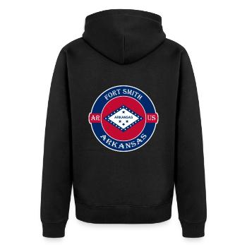 Fort Smith Arkansas Flag USA Travel Souvenir Badge - Veste à capuche bio Premium Unisexe - noir - Dos - Nico (187cm)