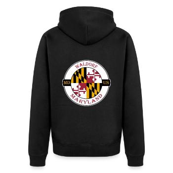 Waldorf Maryland Flagge USA Reise Souvenir Abzeichen - Unisex Premium Bio Zip Hoodie - Schwarz - Hinten - Nico (187cm)