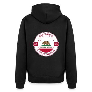 San Ramon California Flag USA Souvenir Badge - Veste à capuche bio Premium Unisexe - noir - Dos - Nico (187cm)