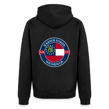 Warnr Robins Georgia Flag USA Seal Stamp Badge - Veste à capuche bio Premium Unisexe - noir - Dos - Nico (187cm)