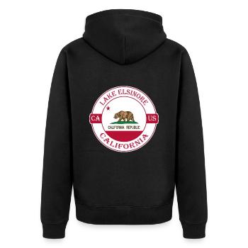 Lake Elsinore California Flag USA Souvenir Logo - Unisex Premium Organic Zip Hoodie - black - Back - Nico (187cm)