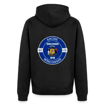 Racine Wisconsin Flag USA Travel Souvenir Badge - Veste à capuche bio Premium Unisexe - noir - Dos - Nico (187cm)