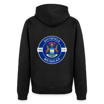 Southfield Michigan Flagge USA Reise Souvenir Abzeichen - Unisex Premium Bio Zip Hoodie - Schwarz - Hinten - Nico (187cm)