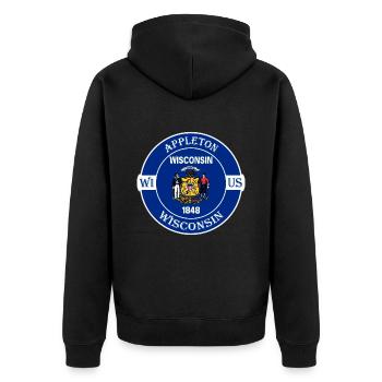 Appleton Wisconsin Flag USA Travel Souvenir Badge - Veste à capuche bio Premium Unisexe - noir - Dos - Nico (187cm)