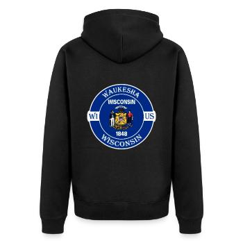 Waukesha Wisconsin Flag USA Travel Souvenir Badge - Veste à capuche bio Premium Unisexe - noir - Dos - Nico (187cm)