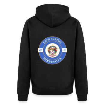 Eden Prairie Minnesota Flagge USA Souvenir Abzeichen - Unisex Premium Bio Zip Hoodie - Schwarz - Hinten - Nico (187cm)