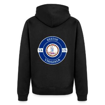 Reston Virginia Flagge USA Reise Souvenir Abzeichen - Unisex Premium Bio Zip Hoodie - Schwarz - Hinten - Nico (187cm)