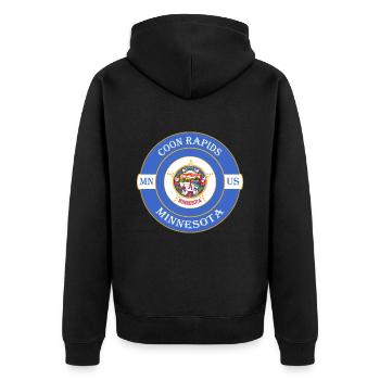 Coon Rapids Minnesota Flagge USA Souvenir Abzeichen - Unisex Premium Bio Zip Hoodie - Schwarz - Hinten - Nico (187cm)