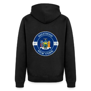 Brentwood New York Flag USA Travel Souvenir Badge - Veste à capuche bio Premium Unisexe - noir - Dos - Nico (187cm)