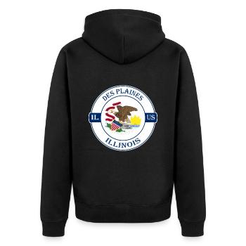 Des Plaines Illinois Flag USA Souvenir Badge - Veste à capuche bio Premium Unisexe - noir - Dos - Nico (187cm)