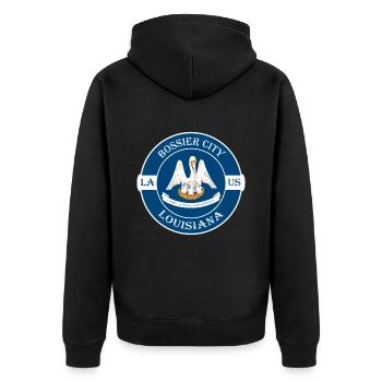 Bossier City Louisiana Flag USA Souvenir Badge - Veste à capuche bio Premium Unisexe - noir - Dos - Nico (187cm)