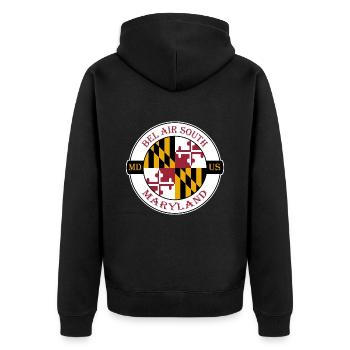 Bel Air South Maryland Flag USA Souvenir Badge - Unisex Premium Organic Zip Hoodie - black - Back - Nico (187cm)