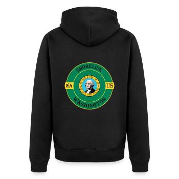 Shoreline Washington Flagge USA Souvenir Abzeichen - Unisex Premium Bio Zip Hoodie - Schwarz - Hinten - Nico (187cm)
