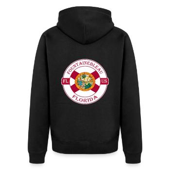 Fountainebleau Florida Flagge USA Souvenir Abzeichen - Unisex Premium Bio Zip Hoodie - Schwarz - Hinten - Nico (187cm)