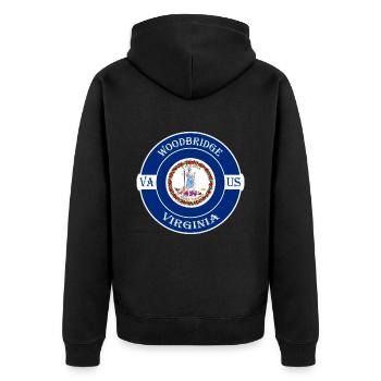 Woodbridge Virginia Flagge USA Reise Souvenir Abzeichen - Unisex Premium Bio Zip Hoodie - Schwarz - Hinten - Nico (187cm)