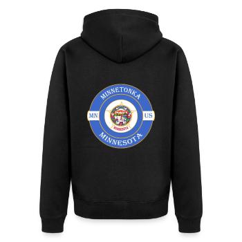 Minnetonka Minnesota Flag USA Souvenir Badge - Veste à capuche bio Premium Unisexe - noir - Dos - Nico (187cm)