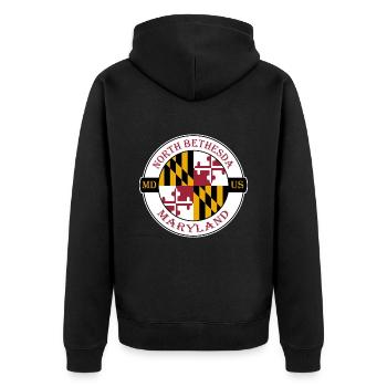North Bethesda Maryland Flagge USA Souvenir Abzeichen - Unisex Premium Bio Zip Hoodie - Schwarz - Hinten - Nico (187cm)