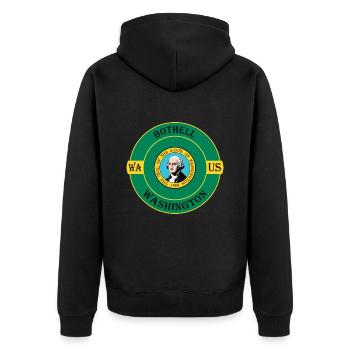 Bothell Washington Flagge USA Reise Souvenir Abzeichen - Unisex Premium Bio Zip Hoodie - Schwarz - Hinten - Nico (187cm)