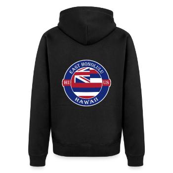 East Honolulu Hawaii Flag USA Souvenir Badge - Veste à capuche bio Premium Unisexe - noir - Dos - Nico (187cm)