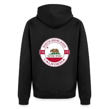 North Highlands California Flag USA Souvenir - Unisex Premium Organic Zip Hoodie - black - Back - Nico (187cm)