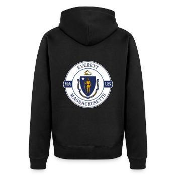 Everett Massachusetts Flagge USA Souvenir Abzeichen - Unisex Premium Bio Zip Hoodie - Schwarz - Hinten - Nico (187cm)