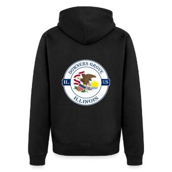 Downers Grove Illinois Flag USA Souvenir Badge - Unisex Premium Organic Zip Hoodie - black - Back - Nico (187cm)
