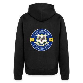 East Hartford Connecticut Flagge USA Reisesouvenir - Unisex Premium Bio Zip Hoodie - Schwarz - Hinten - Nico (187cm)