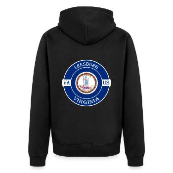 Leesburg Virginia Flagge USA Reise Souvenir Abzeichen - Unisex Premium Bio Zip Hoodie - Schwarz - Hinten - Nico (187cm)