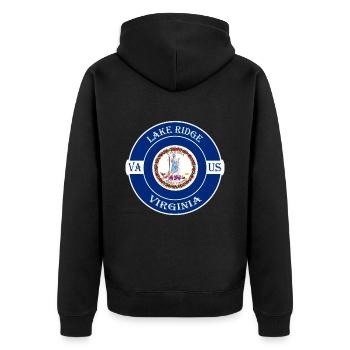 Lake Ridge Virginia Flagge USA Reise Souvenir Abzeichen - Unisex Premium Bio Zip Hoodie - Schwarz - Hinten - Nico (187cm)